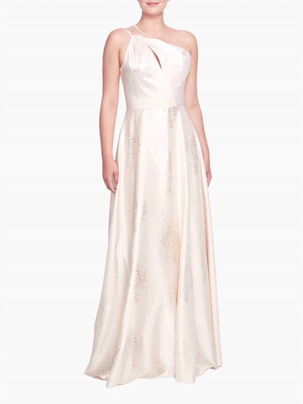 NEW MARCHESA NOTTE barletta one-shoulder maxi gown in champagne